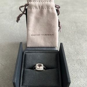 Petite Albion® Ring in Sterling Silver with Morganite and Pavé Diamonds